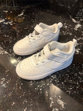 Nike Kids White Velcro Sneakers with Swoosh